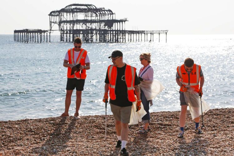 Volunteers cleaning Brighton Beach