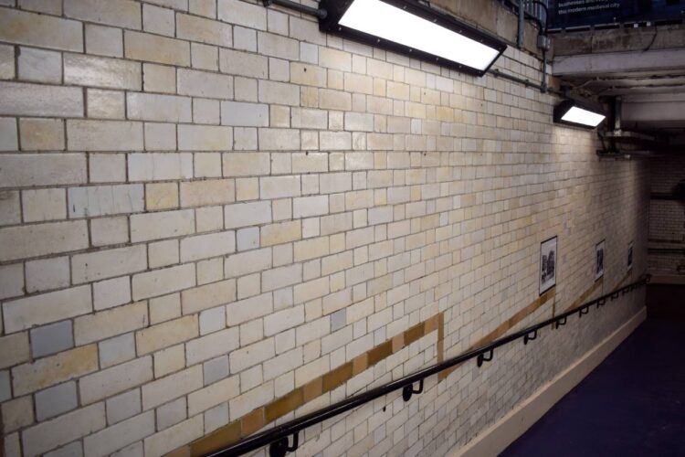 Some of the restored Victorian subway tiles dating back to 1859 - SWR