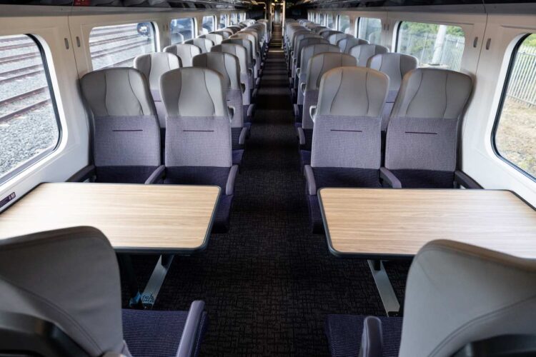 The seating layout of a new Aurora train - East Midlands Railway