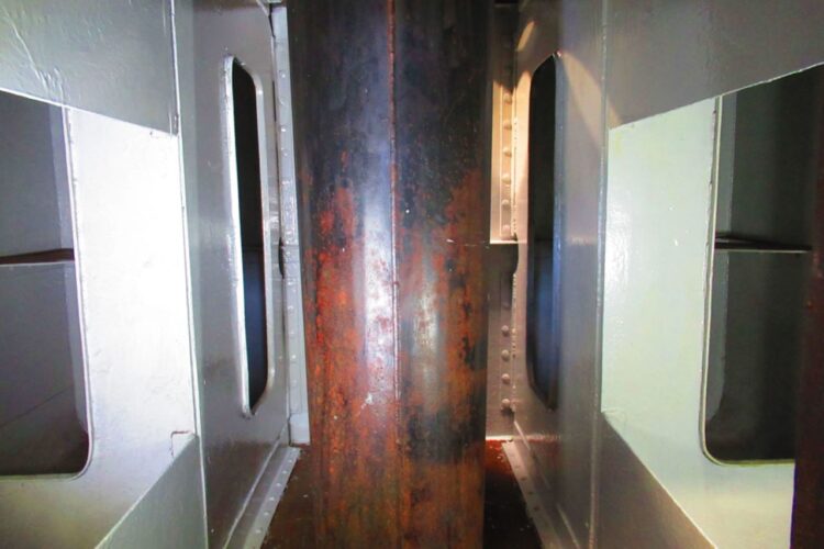 The taller chambers at the back of the tender within the water space have been painted up, except for the water scoop chute - Mark Wilson