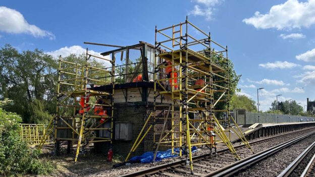 Dismantling Wye signal box. // Credit: Network Rail