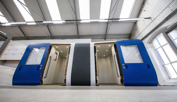 Mock-up of doors on an HS2 train. // Credit: HS2