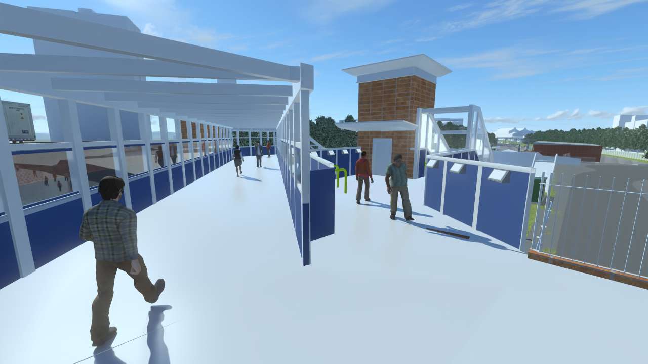 Salford Crecent: 3D visualisation of the station footbridge with access to new platform