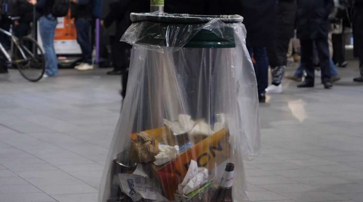 Discarded station waste. // Credit: Network Rail