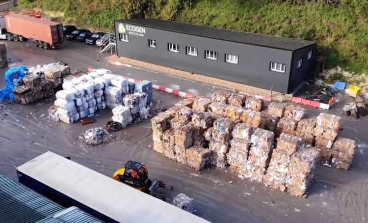 Bales of waste at a recycling facility. // Credit: Network Rail