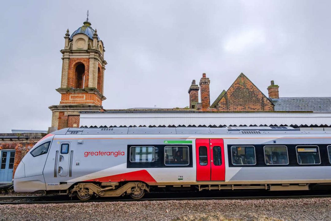 Bi-mode train at Bury St Edmunds