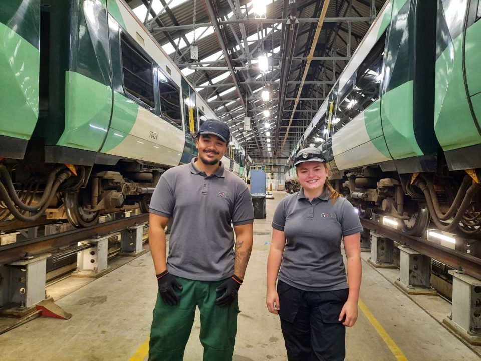 Elias Pablo and Katie Short at Selhurst depot