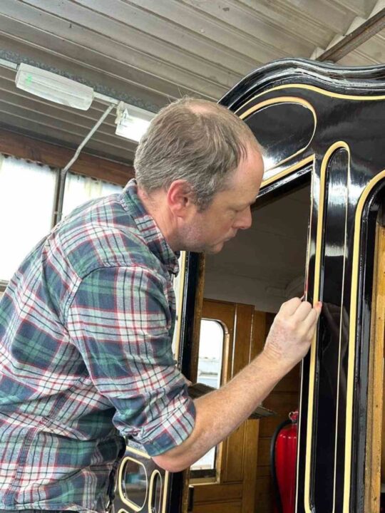 Glenn lining the van - Ffestiniog & Welsh Highland Railways