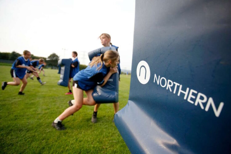 Northern branded tackle pads at Stanningley ARLFC. // Credit: Ed Sykes/SWpix.com