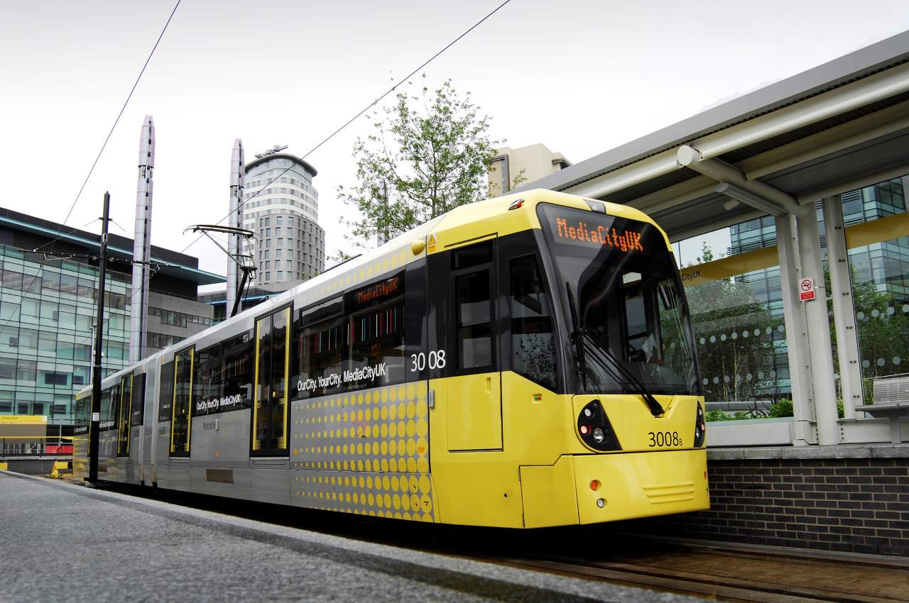 Metrolink tram at MediaCity - Manchester Metrolink