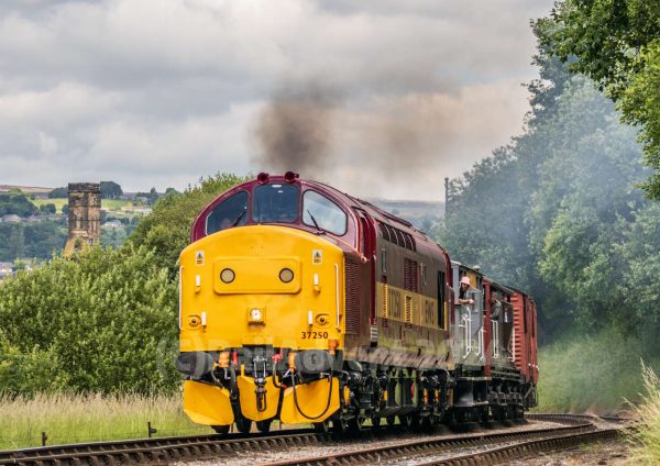 BR Class 37 No. 37250 at Keighley on the Keighley and Worth Valley Railway