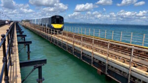 Island Line train on Ryde Pier. // Credit: Network Rail