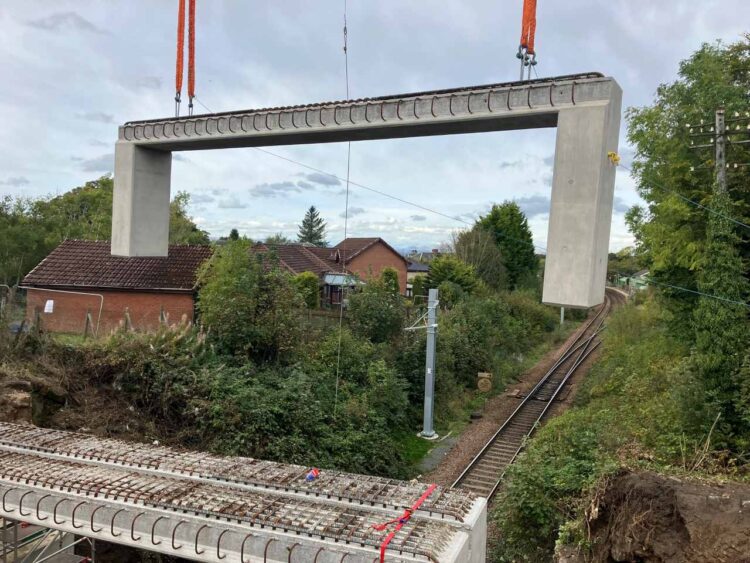 Segments of the new Westerton Lane bridge being installed - Network Rail