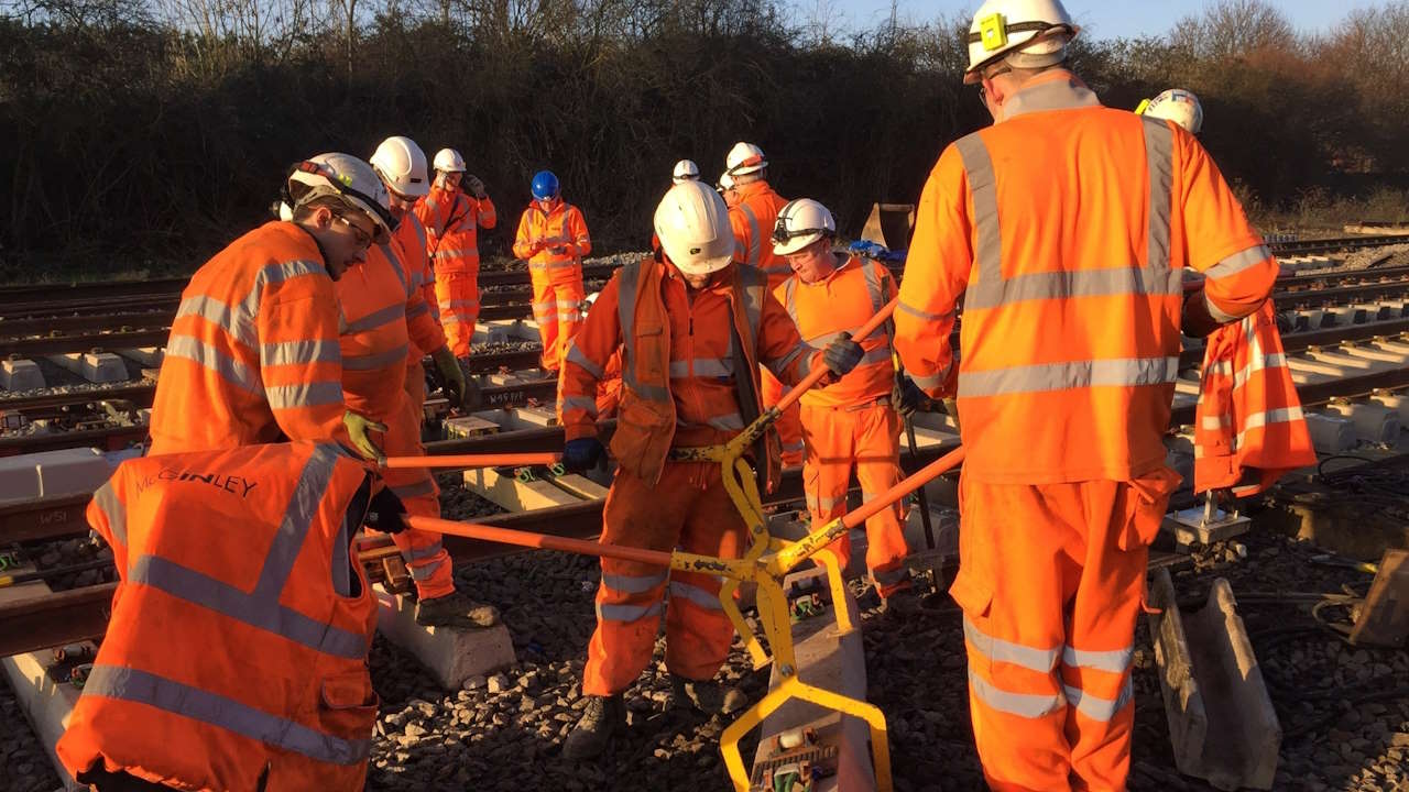 Network Rail engineers carrying out track maintenance. // Credit: Network Rail