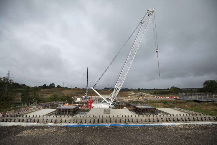 View from one of the completed abutments for the Turweston viaduct. // Credit: HS2