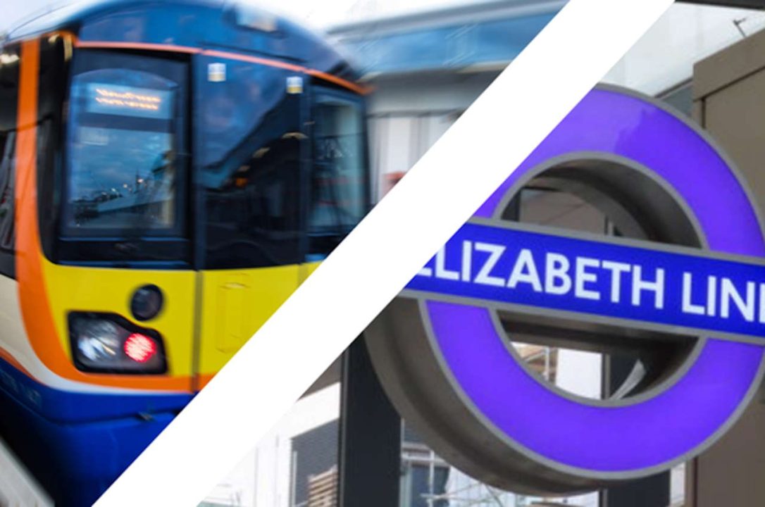 Composite image of London Overground and an Elizabeth Line roundel. // Credit: RMT