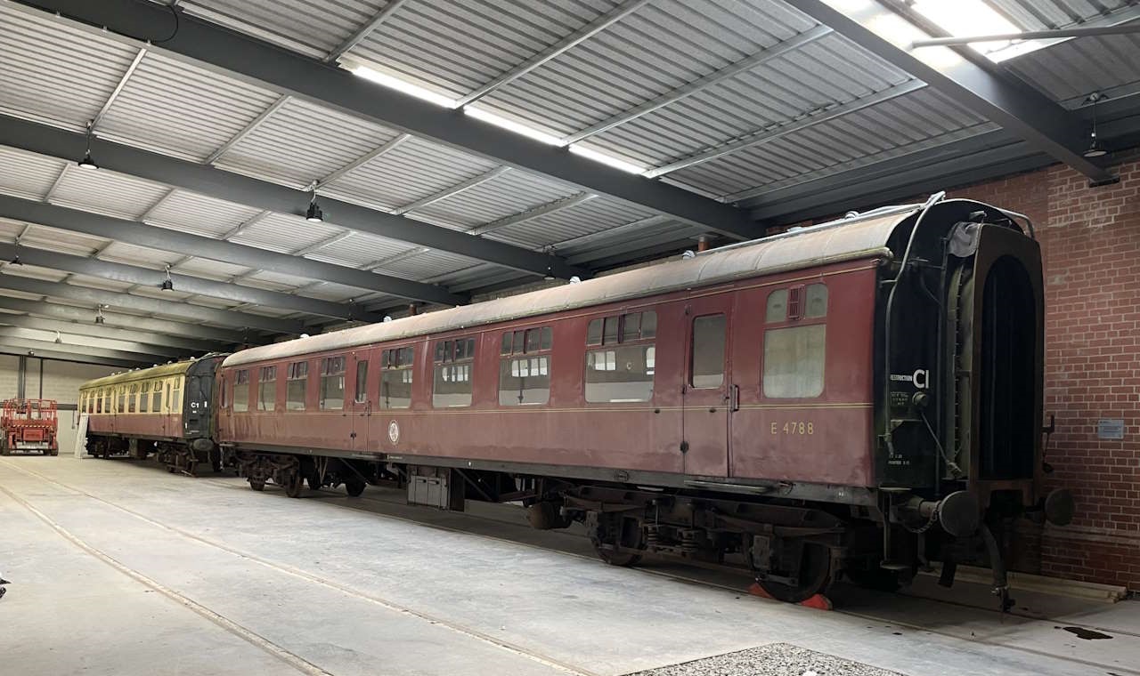 Carriages inside the newly commissioned carriage shed at Great Central Railway (Nottingham). // Credit: Larry Greenwell