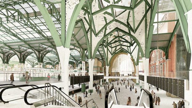 ACME's CGI view of the redeveloped London Liverpool Street Station showing the upper concourse experience Credit Network Rail