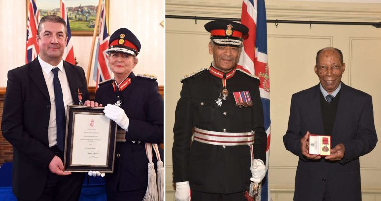 Joe Healy (left) and Siggy Cragwell with their British Empire Medals,. // Credit: Govia Thameslink Railway