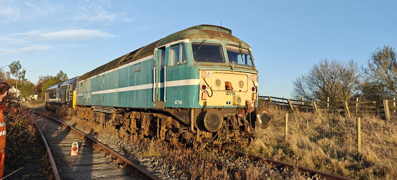 Class 47 No. 47714 after arrival at Leeming Bar. // Credit Oliver Kirkby