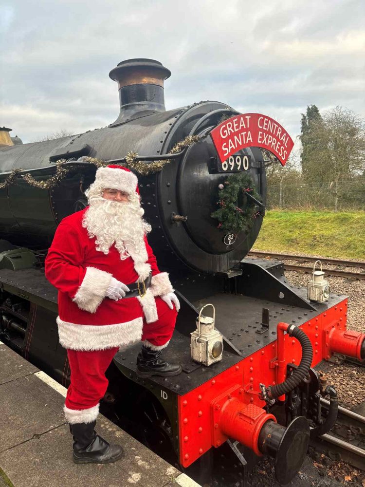 Santa Claus with his namesake express at the Leicester North - Great Central Railway 