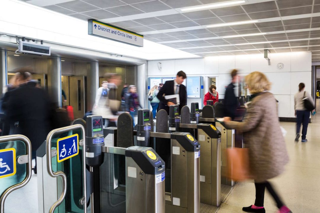 Passengers passing through the ticket barriers at Blackfriars Station. // Credit: Transport for London