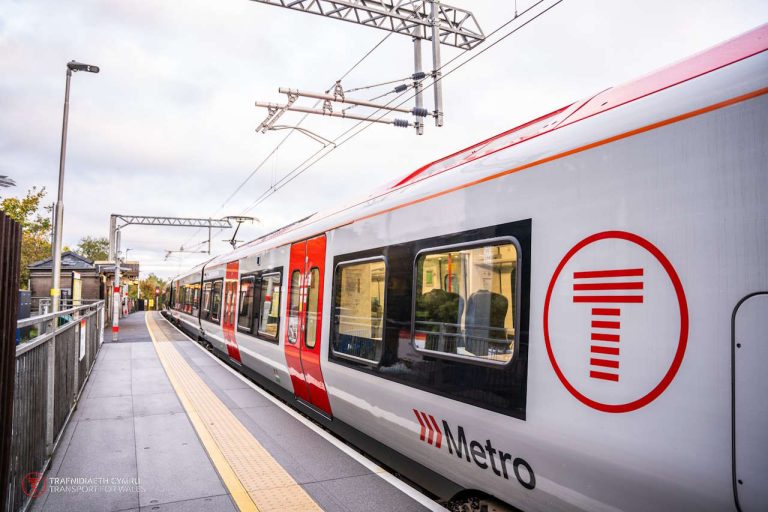 A Class 756 electric tri-mode train on the South Wales Metro. // Credit: Transport for Wales