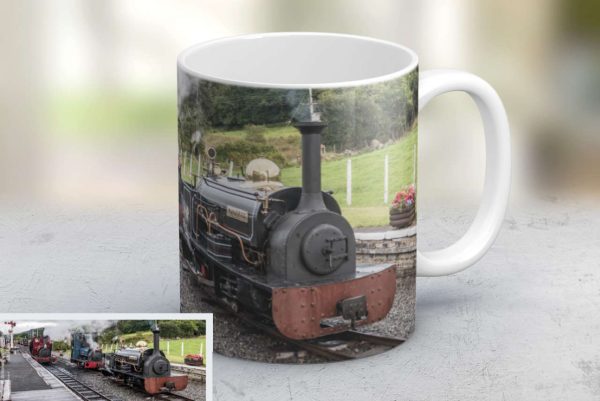 Mug featuring locos at Llanuwchllyn, Bala Lake Railway