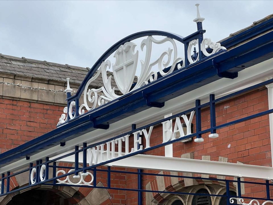 The restored station sign at Whitley Bay Metro station. // Credit: Nexus