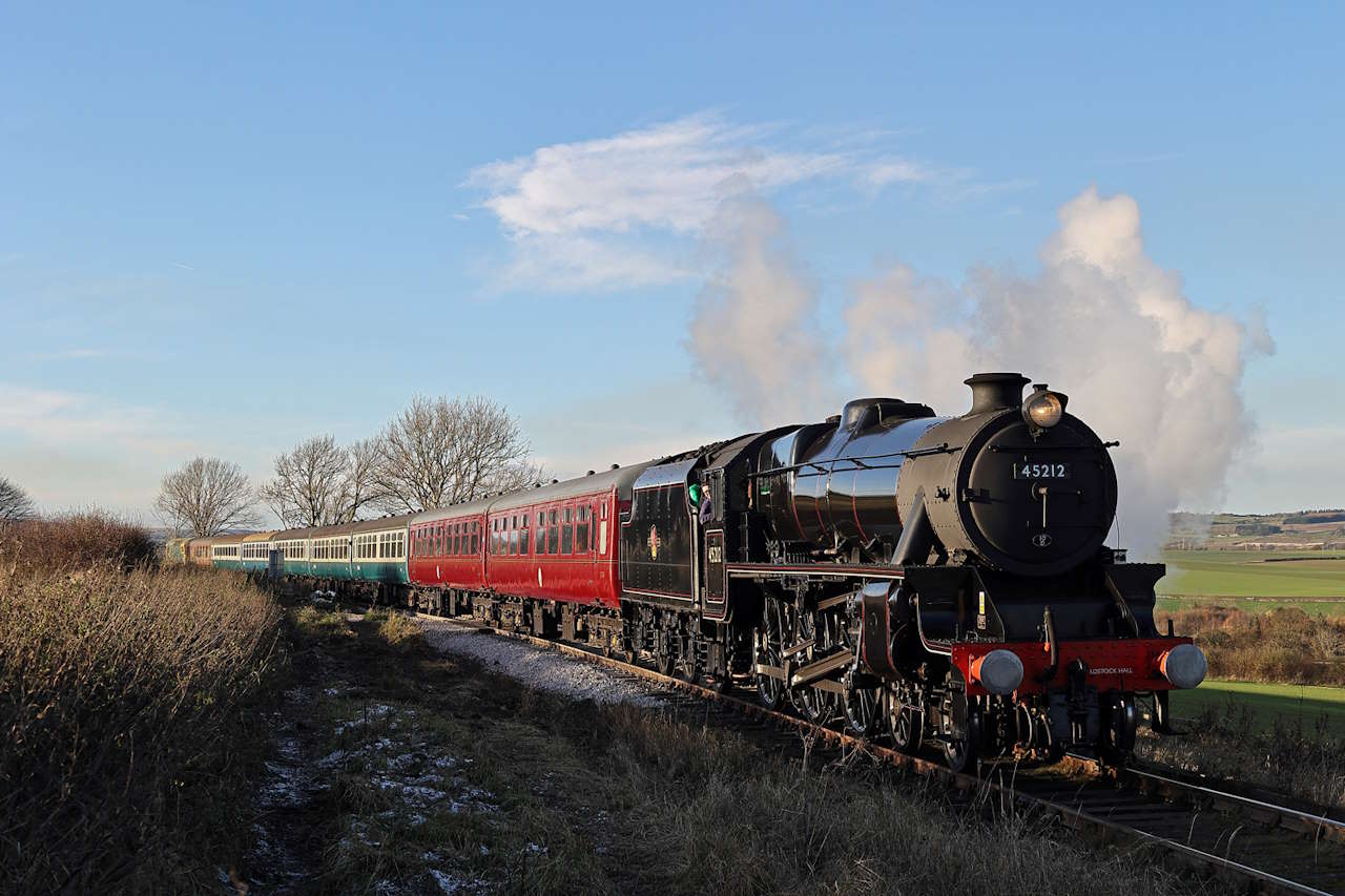 LMS Black 5 No. 45212 on the Wensleydale Railway. // Credit: Nigel Cockburn