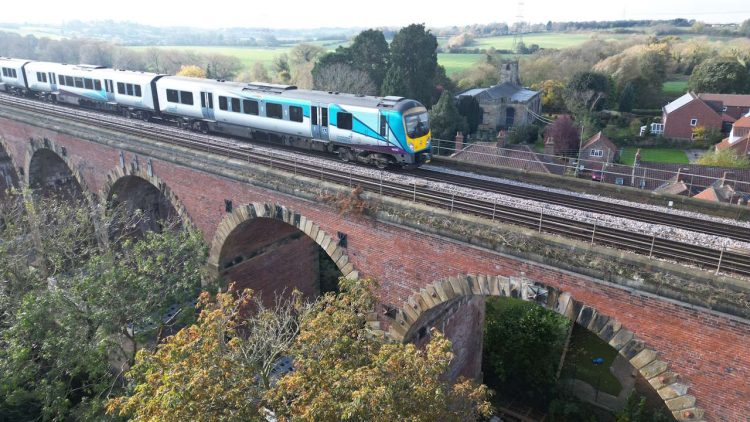 TransPennine Express train on Yarm viaduct. // Credit: Network Rail