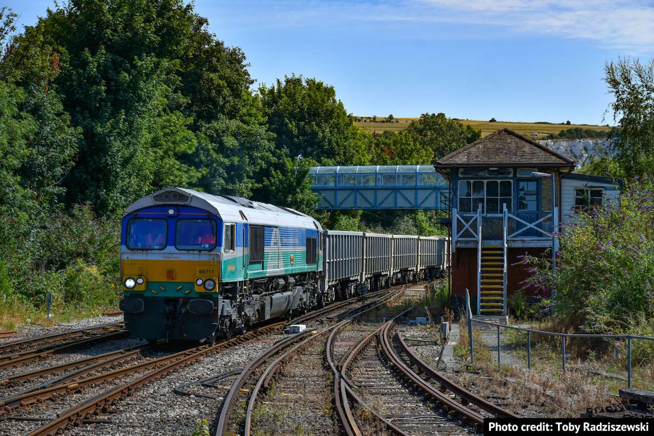 GB Railfreight No. 66711 in Aggregate Industries livery. // Credit: GB Railfreight