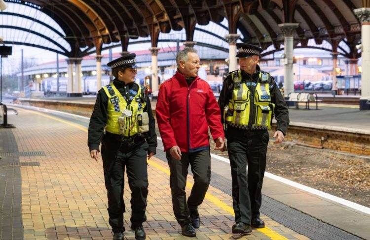 British Transport Police officers with an LNER colleague at York Station. // Credit: LNER