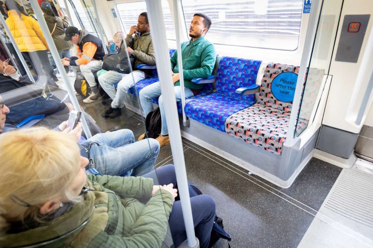 Priority seat moquette on the Jubilee line. // Credit: Transport for London