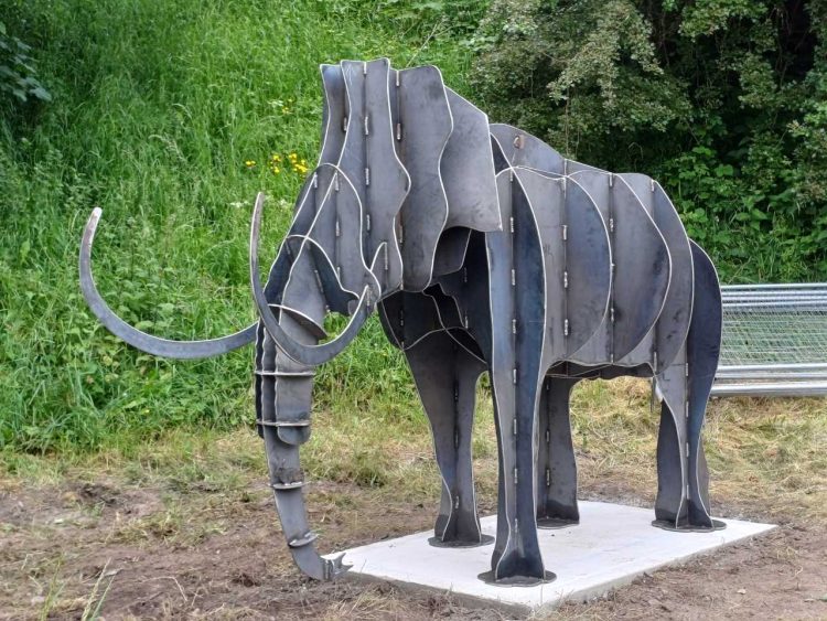 Woolly Mammoth installation at Creswell Station // Credit: East Midlands Railway