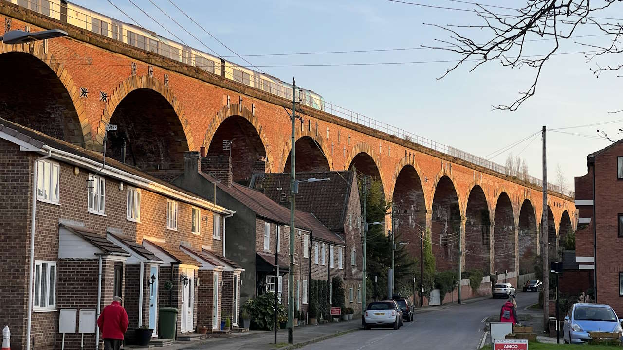 Yarm viaduct seen from a nearby road. // Credit: Network Rail