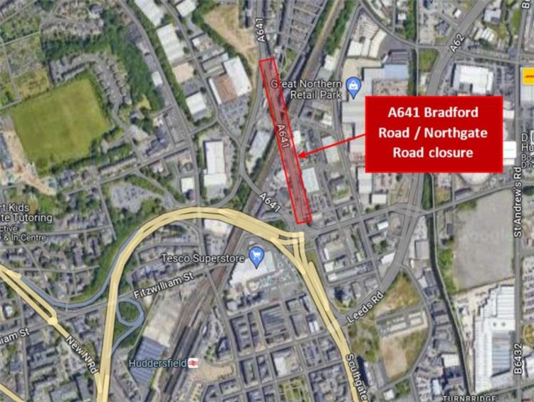 Huddersfield road closures map