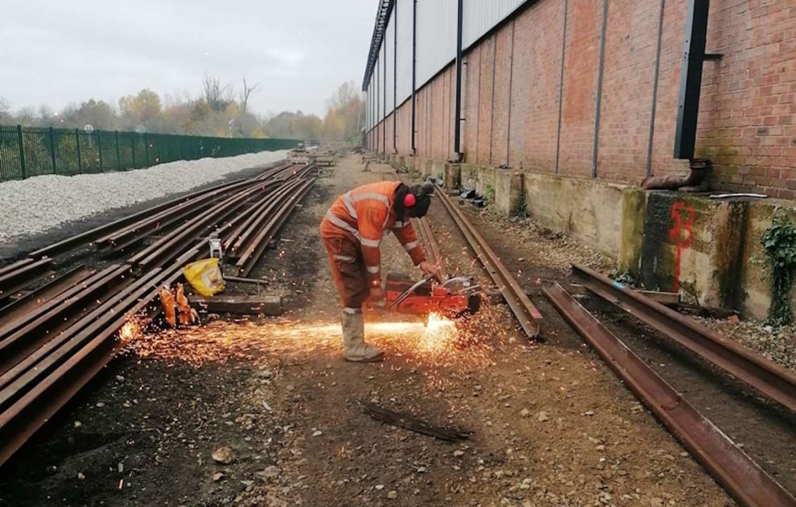 Cutting rails to length. // Credit: A1 Steam Locomotive Trust