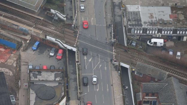 Aerial view of Goole station subways. // Credit: Network Rail