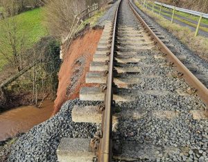 Land slippage affecting the Severn Valley Railway