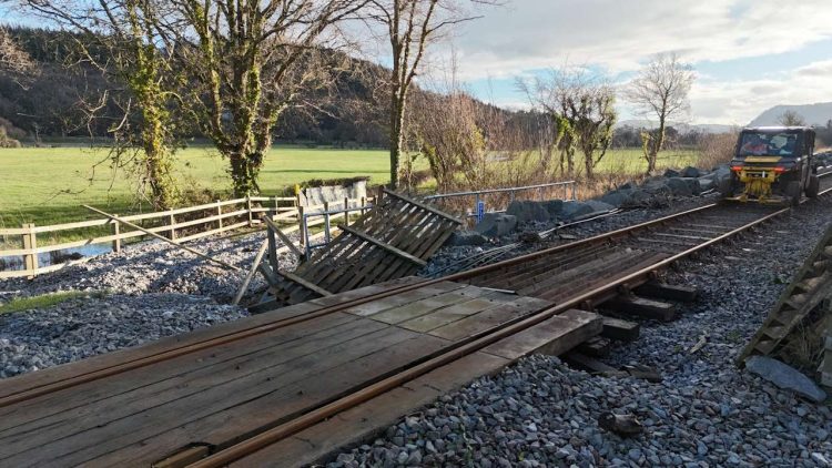 Damage to the Conwy Valley Line. // Credit: Network Rail