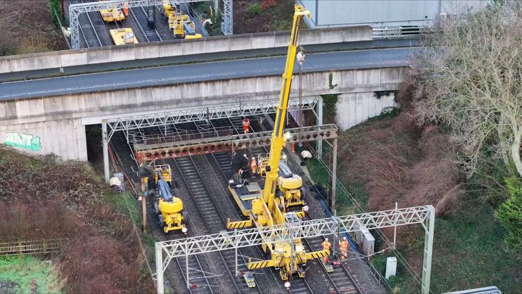 Crane in use during the engineering work. // Credit: Network Rail