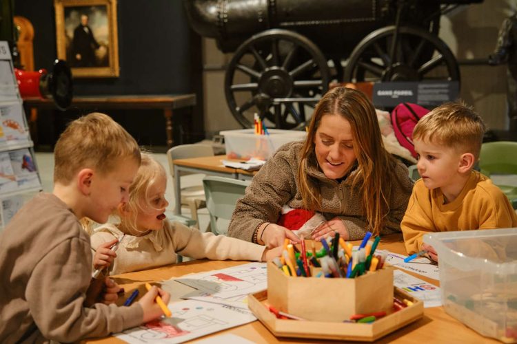 Young designer preparing their LNER art competition entries. //Credit: London North Eastern Railway