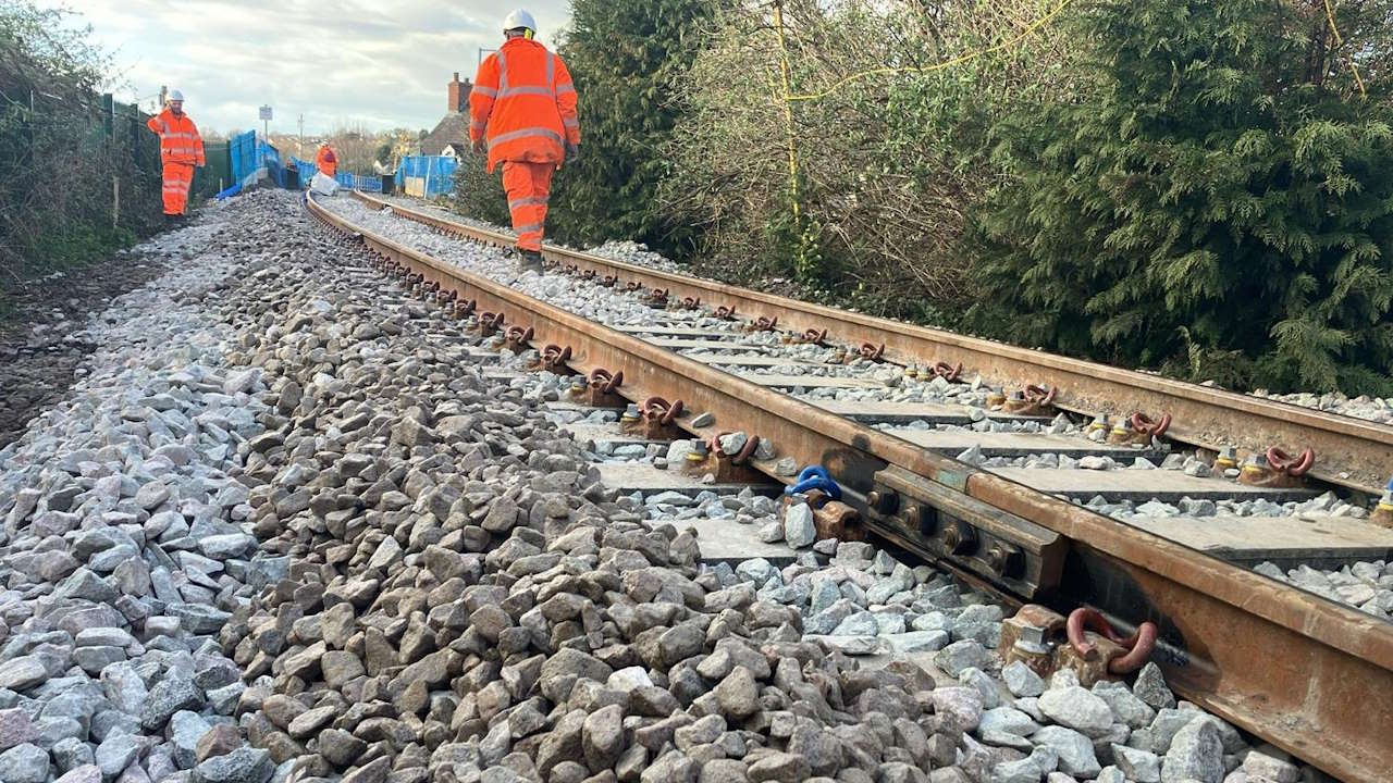 Track renewal at Pembroke in March 2024. // Credit: Network Rail