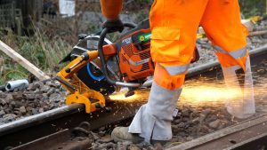 Track cutting taking place during engineering work. // Credit: Network Rail