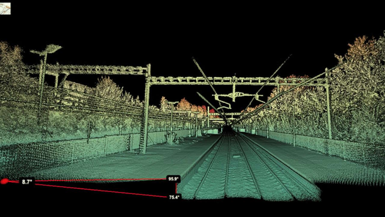 Image from a LiDAR-fitted maintenance train. // Credit: Southeastern